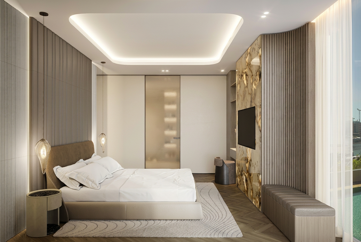 Primary bedroom suite, morning light